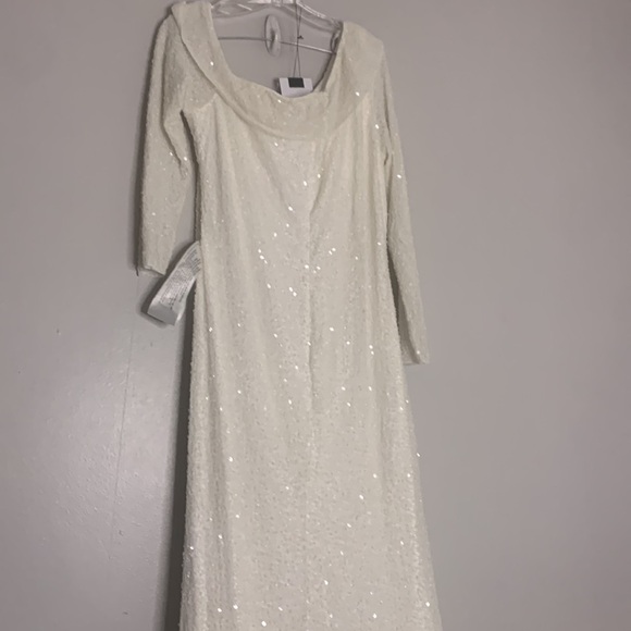 Mac Duggal Sequined One-Shoulder glam Gown white 14 plus women’s gown new - Picture 13 of 17